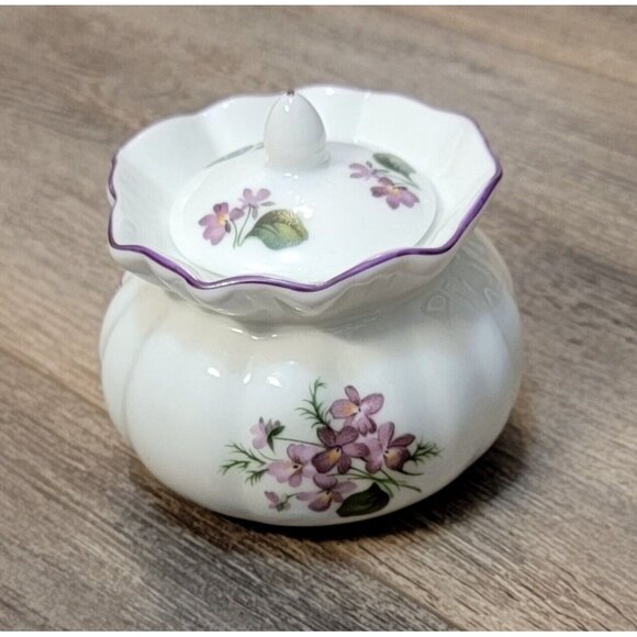 Vintage Reutter Porzellan Porcelain Germany Floral Round Trinket Box & Lid - Picture 10 of 12